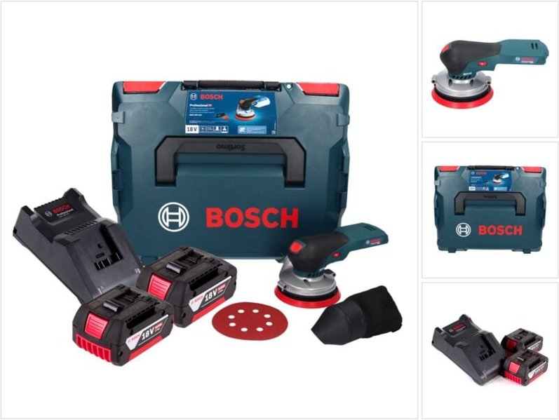 Bosch GEX 18V-125 Professional Akku Exzenterschleifer 18 V 125 mm Brushless + 2x Akku 5,0 Ah + Ladegerät + L-BOXX
