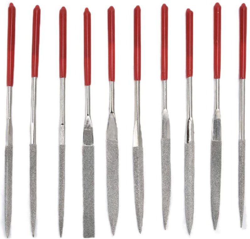 10-teiliges Set aus runden, quadratischen Nadelfeilen, Karabinerfeilen für Juweliere, Glas, Metall, Holz (5 180 mm)