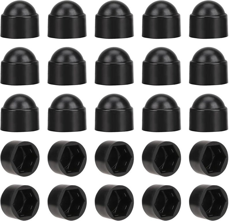 M10-Sicherungsmuttern für 17er Schlüssel Schwarz 50 Stück. Lochabdeckungen, sechskantige Sicherungsmuttern, Schraubenkap...