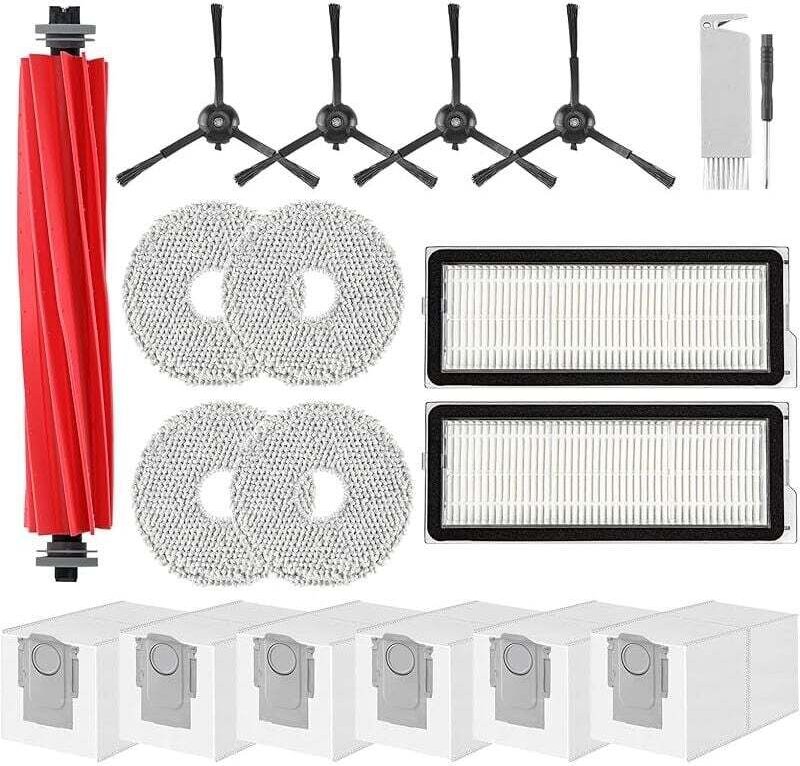 Zubehör für Roborock Qrevo Pro,Qrevo S,Qrevo MaxV,Qrevo Plus 1 Hauptbürste,2 Filter,6 Staubbeutel,4 Wischmopps,4