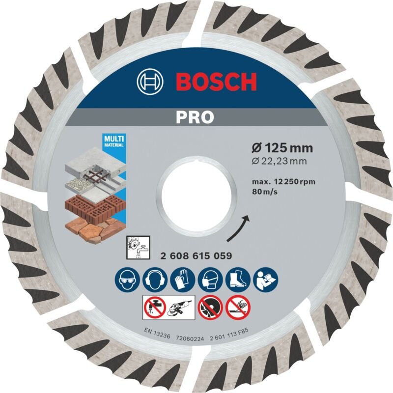 Pro Multi Material Diamanttrennscheibe, 125 x 22,23 mm, 10 Stück - Bosch