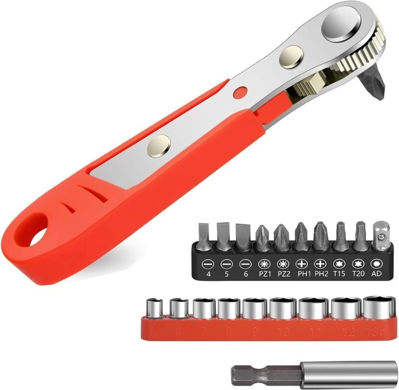 1 Stück Winkelschraubendreher, Ratschenschraubendreher, Mini-Ratschenset, magnetischer rechtwinkliger Kreuzschlitzschrau...