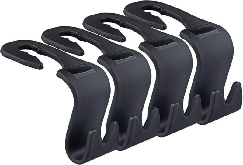 Auto-Aufbewahrungshaken, Handtaschenhalter für die Rückbank (4er-Set, Schwarz) 85 x 70 mm