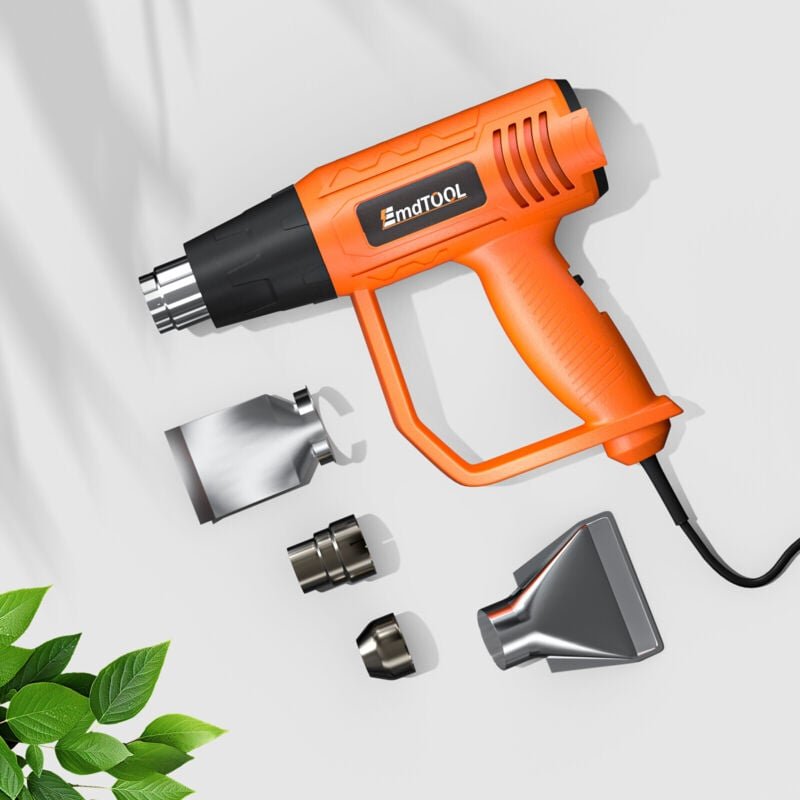 Dayplus - Heißluftgebläse Heissluftpistole Heißluftfön mit 4tlg Zubehör 600°C 2 Heizstufen