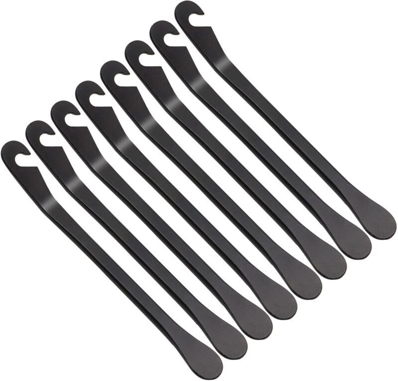 8x Metall Reifenheber Schwarz, Fahrrad Mantelheber Montagewerkzeug für Fahrradreifen (Rennrad/MTB)