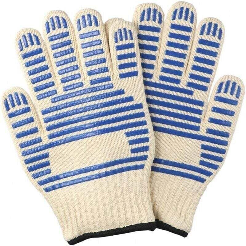 Paar Grillhandschuhe, XU, doppellagige Ofenhandschuhe, hitzebeständig bis 350 °C, zum Kochen, Schweißen, Grillen, Backen...