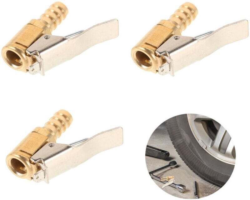 3-teiliges Messing-Aufblasventil, Reifenventiladapter, Luftpumpenklemme, 8-mm-Schlauchanschluss – ideal für Pkw oder Lkw...