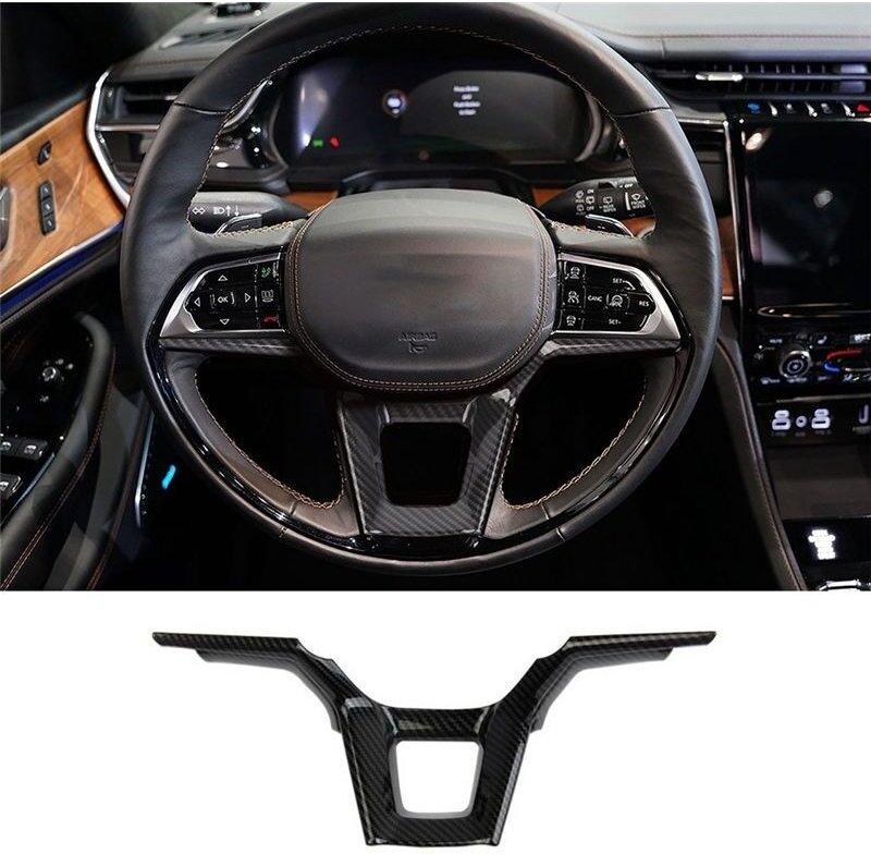 Für Grand Cherokee 2021-2022 Auto-Lenkradverkleidung, InnenzubehöR, ABS-Kohlefaser