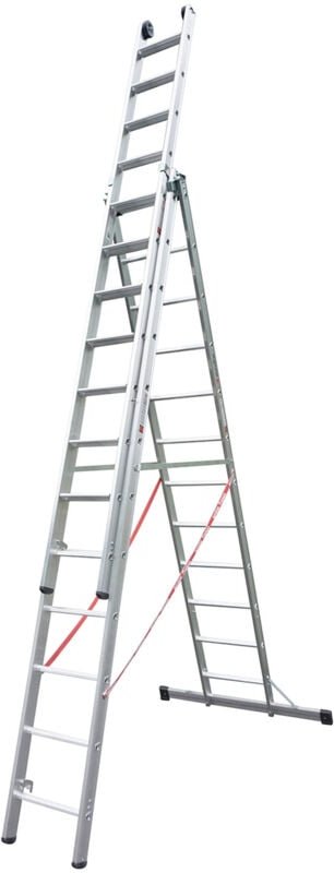 Euroline Premium 30777 Stufen Mehrzweckleiter mit Wandlaufrollen 3-teilig 3x12 Stufen