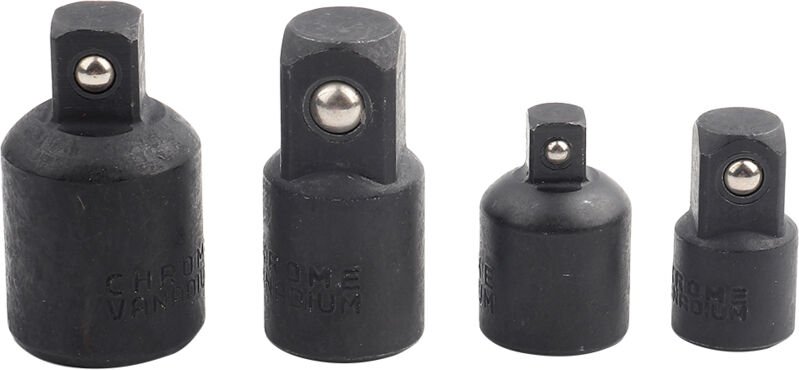 Set mit 4 Adaptern für Steckschlüssel und Schraubendreher: 1/2", 3/8", 1/4".