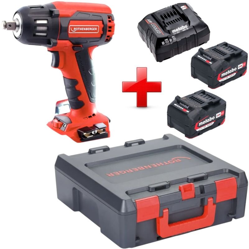 Rothenberger RO ID400 Akku Schlagschrauber 18 V 400 Nm Brushless + 2x Akku 4,0 Ah + Ladegerät + Rocase