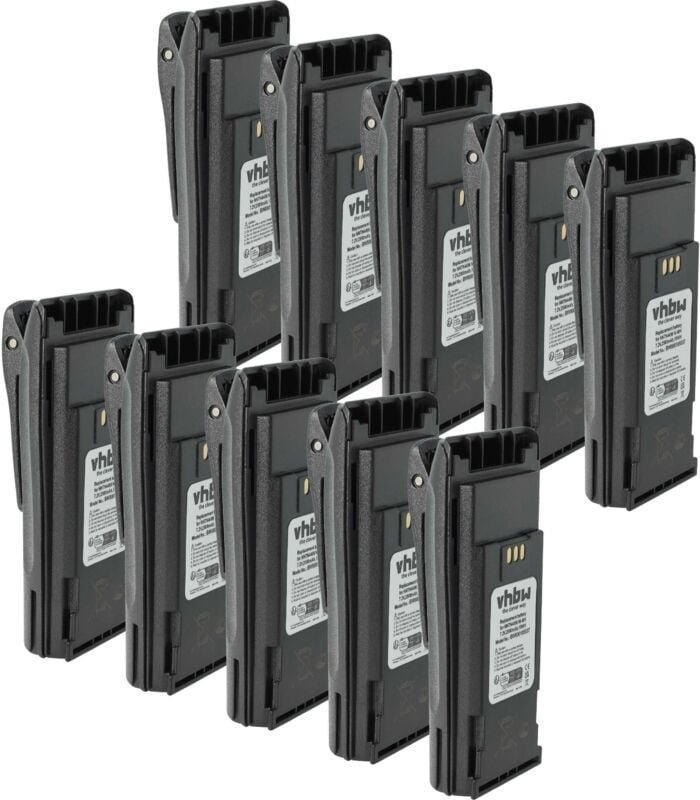 vhbw 10x Akku kompatibel mit Motorola DP1400, DP1000, EP450, CP380, CP360 Funkgerät, Walkie Talkie (2500 mAh, 7,2 V, NiM...