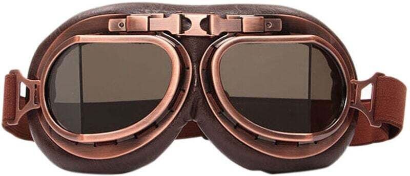 Motocross-Brille, Steampunk Vintage Fliegerbrille, Motorrad-Cruiser-Scooter-Brille, Biker-Rennhelm, Cruiser-Touring-Helm...