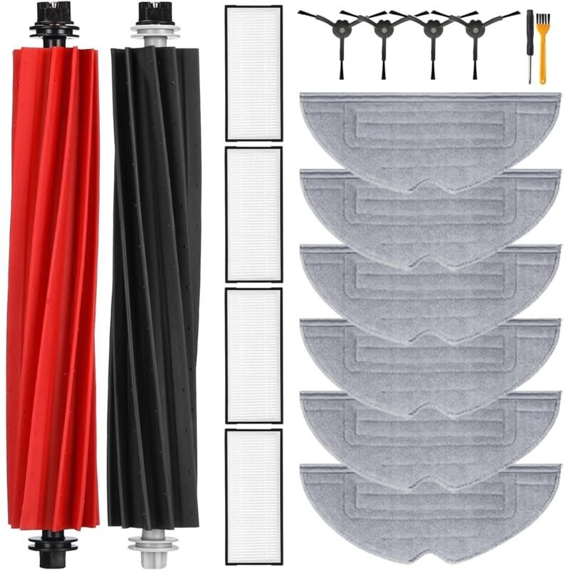 18 Ersatzteile kompatibel mit Roborock S8 / S8 Plus / S8 Pro Ultra Saugroboter, 2 Hauptbürsten, 4 Seitenbürsten, 4 HEPA-...