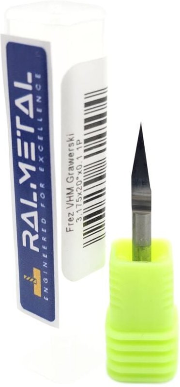 VHM Gravierfräser V-Typ 1/8" 3,175 x 20° x 38 x 0,1 mm 1 - Klinge
