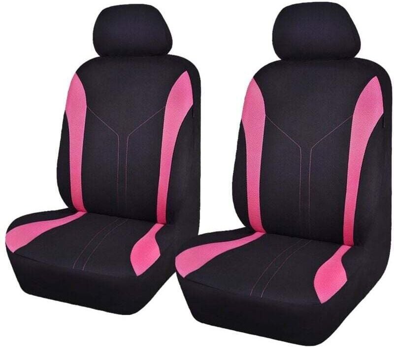 Universal-Autositzbezüge aus modischem Netzgewebe (2 Vorderseiten, Schwarz Pink) - Ymyny