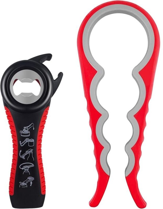 2 Stück Flaschenöffner für Senioren – 5-in-1 Dosenöffner und 4-in-1 Glasöffner, Drehverschluss-Hilfe Flaschenöffner