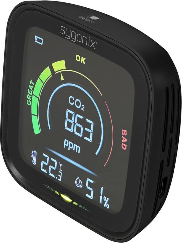 Thermo-/Hygrometer mit CO2-Angabe Schwarz - Sygonix