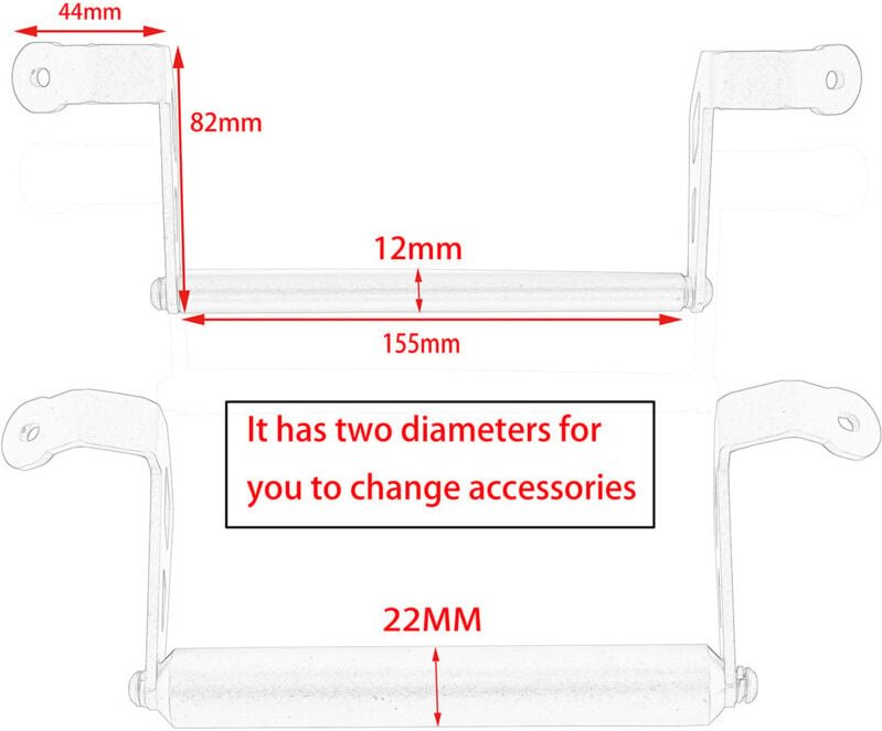 Zoternen - Navigationshalterung, Montageadapter 12 mm/22 mm für Multistrada Enduro 1200S 950 1200 2015–2017
