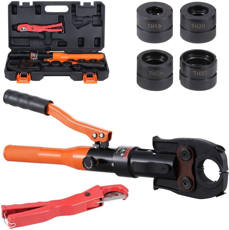 Mophorn - Hydraulisches Rohr-Crimpwerkzeug für Kupferrohrverbindungen, Presszange mit TH16, TH20, TH26, TH32 Schnellwech...
