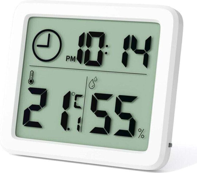 Mini-Digitalthermometer für den Innenbereich, XU, professionelles, tragbares Hygrometer mit großem Display und Uhr. Präz...