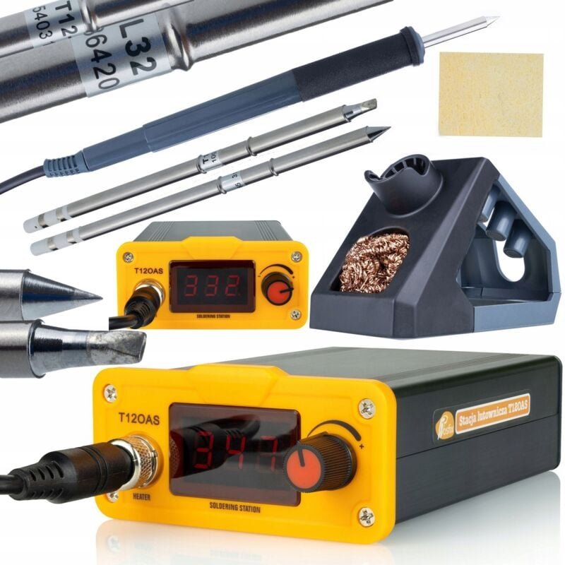 Rosfix Set T12OAS Lötstation – Digitale Temperaturregelung 200–450 °C 75 W, 230 V Inkl. T12-B, T12-D32, T12-I Spitzen Sc...