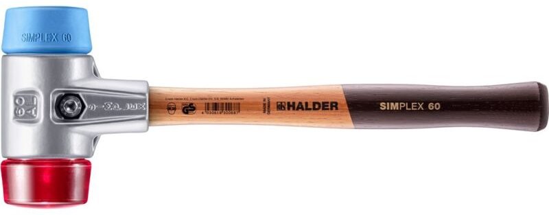 SIMPLEX-Schonhammer, TPE-soft / Plastik mit Aluminiumgehäuse und hochwertigem Holzstiel D=60 mm 3116.060