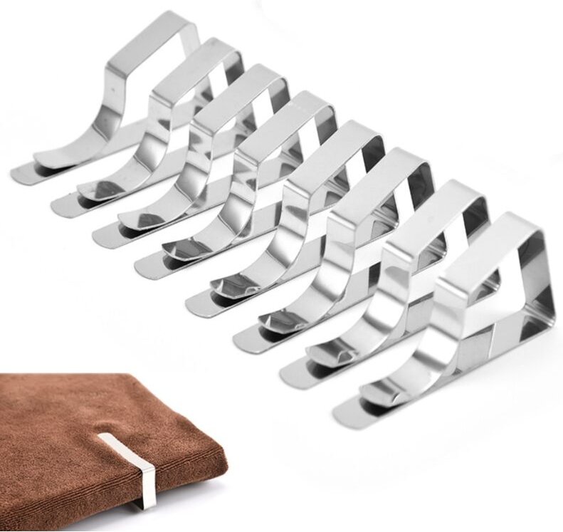 Tischdeckenklammern, 8 Stück Picknick-Tischklammern, Tischdeckenhalter, flexible Tischdeckenklammern aus Edelstahl für H...