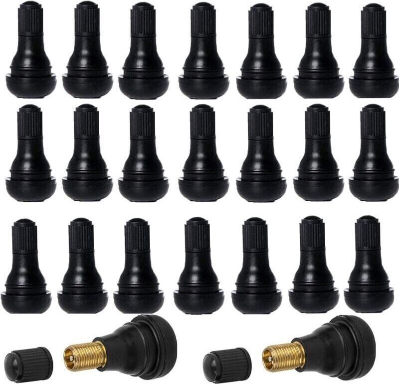 40 Stück Auto-Schlauchlosreifen-Ventilkappen, TR412 Reifenventile, Gummi-Reifenventilschaft-Set, Schwarz.