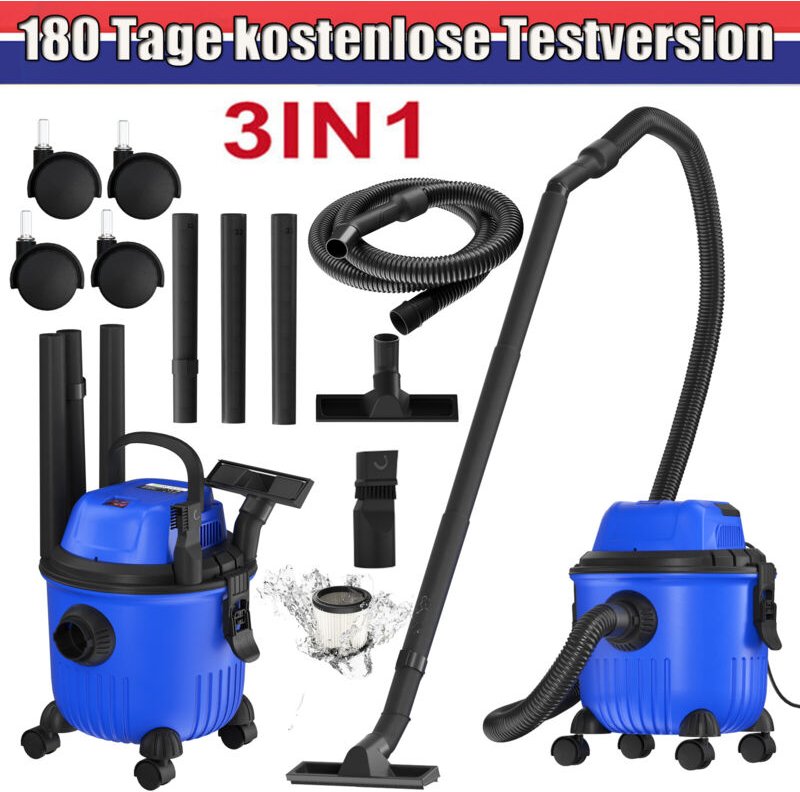 Nass & Trocken Kanister Staubsauger 2000W 15L Reinigung Blasen 3IN1 Staubsauger