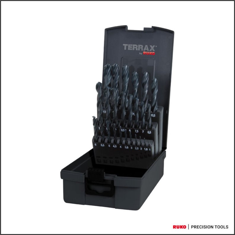RUKO Spiralbohrer Satz HSS R in Kunststoffkassette (ABS)