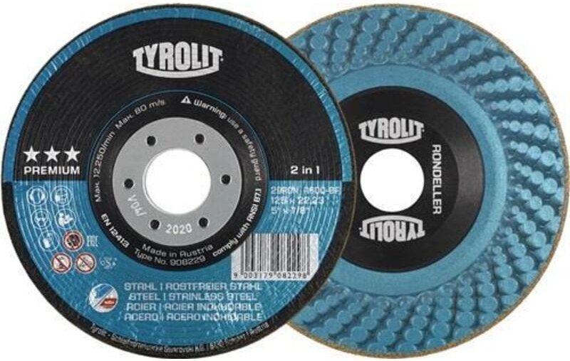 Tyrolit - 57005 Schruppscheibe rondeller® D125xSmm Körnung 24 gekröpft INOX/Stahl