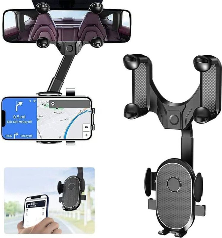 Rückspiegel Telefonhalter, 360° drehbare und verstellbare Auto-Handyhalterung, Universal KFZ Halter für alle Smartphones