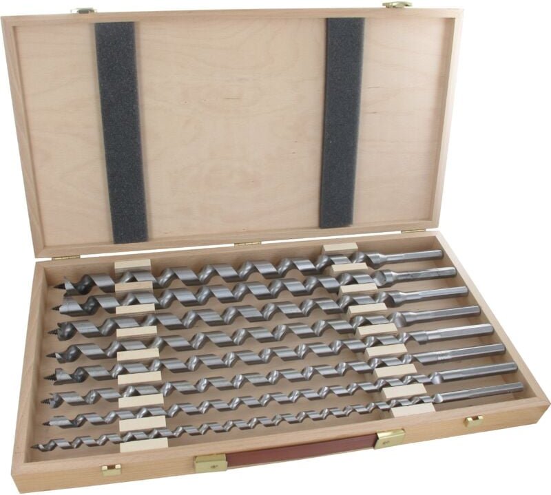 Schlangenbohrer-Satz, 460 mm im Holzkasten