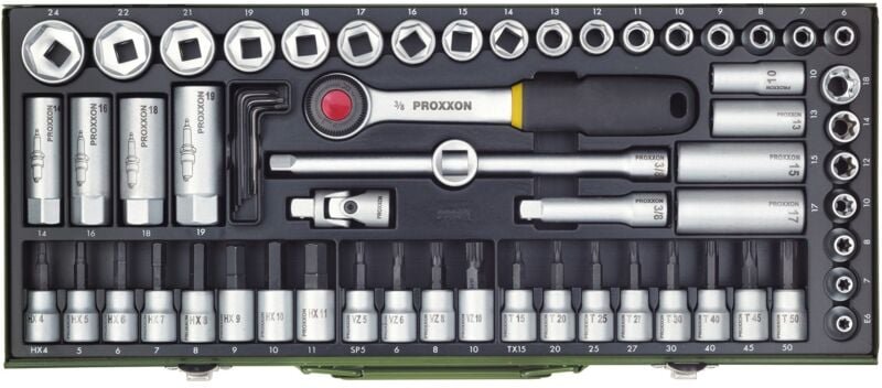 Proxxon - Super-Kompaktsatz mit 3/8''-Ratsche, 65-teilig