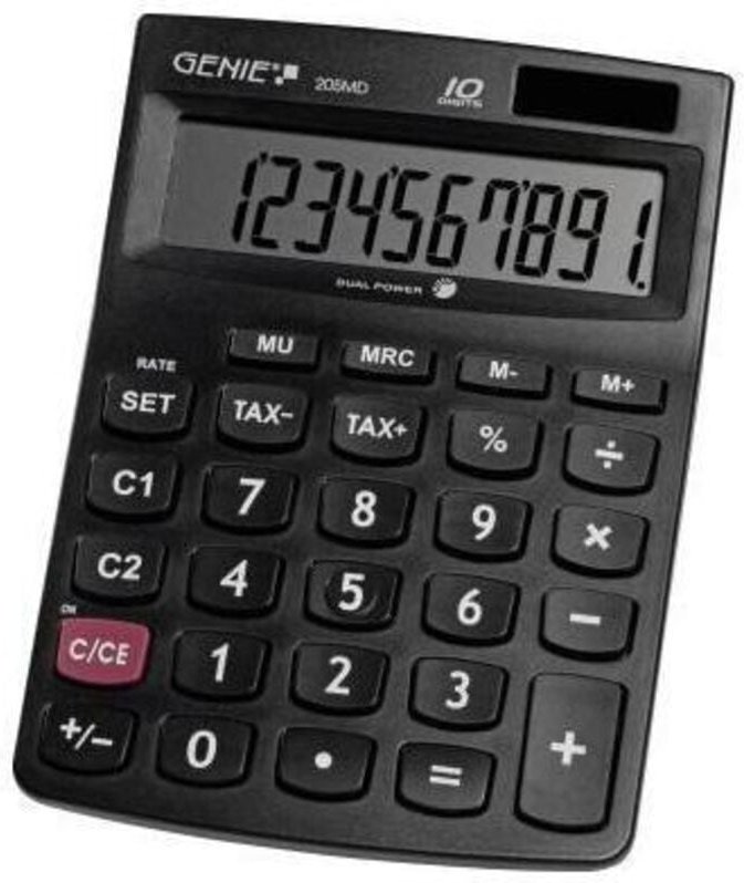 Unbekannt - Tischrechner ® 205 md 100 x 25 x 145 mm (b x h x t) Solar-Energie Batterie schwarz