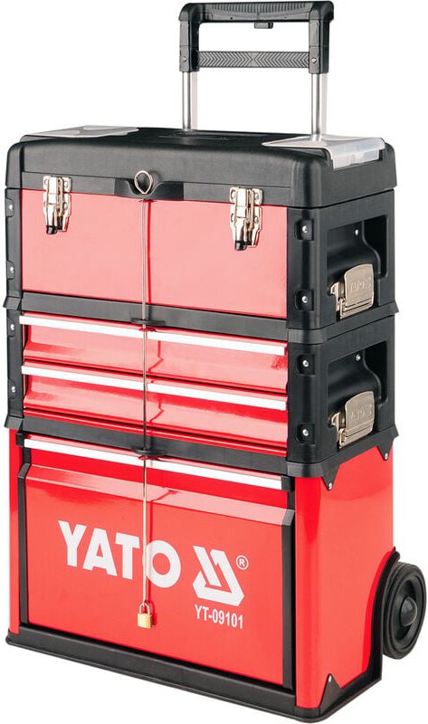 Yato - Werkzeugkoffer Werkstattwagen Werkzeugwagen Werkzeugtrolley Werkzeuge Tool Trolley 4 Fächer Rot