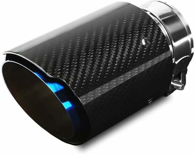 Auspuffanlage, Auto-Auspuffrohr, Edelstahl und glänzende Kohlefaser, 89 mm (Auslass)