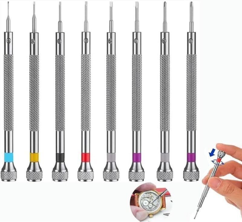 Uhrenreparaturset – 8 Mini-Präzisionsschraubendreher für Brillen, Schmuck und elektronische Geräte