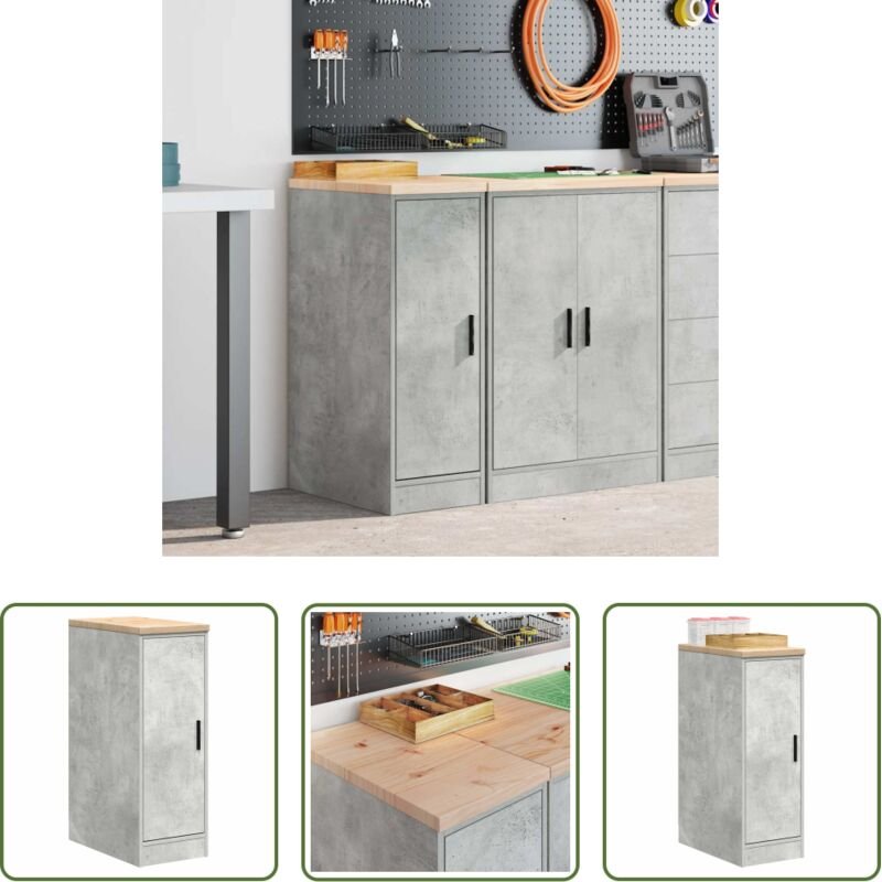 vidaXL Garagen-Aufbewahrungsschrank Betongrau Massivholz Kiefer