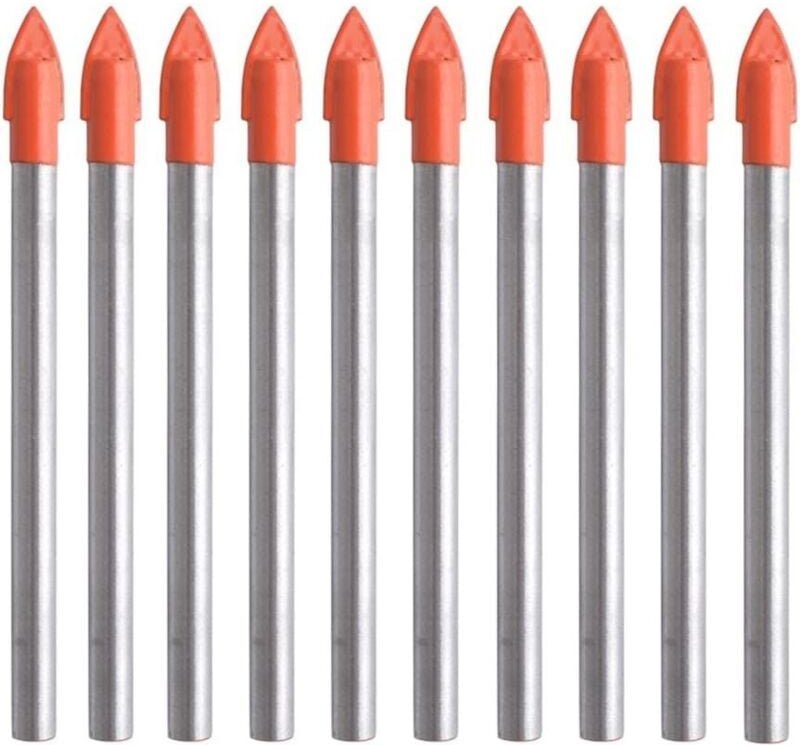 10 Stahlbohrer für Fliesen, Glas, Keramik, Marmor und Spiegel, 6 mm, Hartmetallspitze für harte Materialien