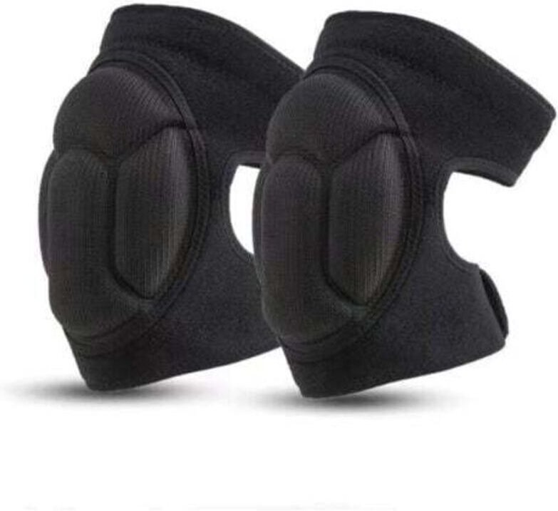 1 Paar Arbeitsknieschoner, schwarze, schützende Gartenknieschoner, rutschfest, stoßdämpfend, multifunktional – Schwarz
