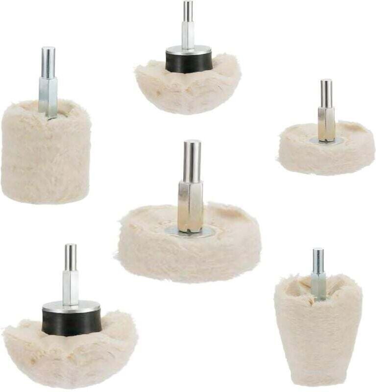 Set mit 6 Polierscheiben für Bohrmaschinen, Polierpads, scheibenförmiges Polierwerkzeug mit 6,35 mm Griff für Metall, Al...