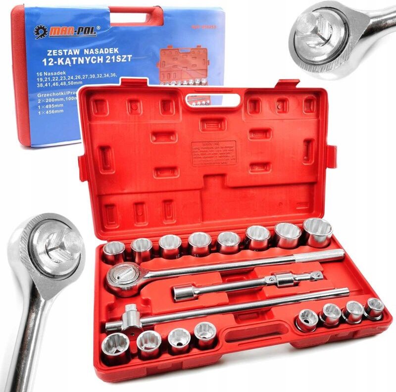 Thumbnail - Steckschlüssel 21-teilig 3/4" 19-50mm 6-kant M58252