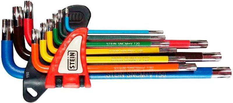 Set langer Torx-Stein-Cr-V-Schraubenschlüssel mit Loch, 9 Stück, Farben