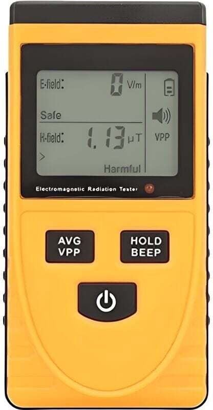 Geigerzähler - Tragbarer EMF-Detektor für elektromagnetische Strahlung mit Ton- und Lichtalarm, digitaler LCD-Magnetfeld...
