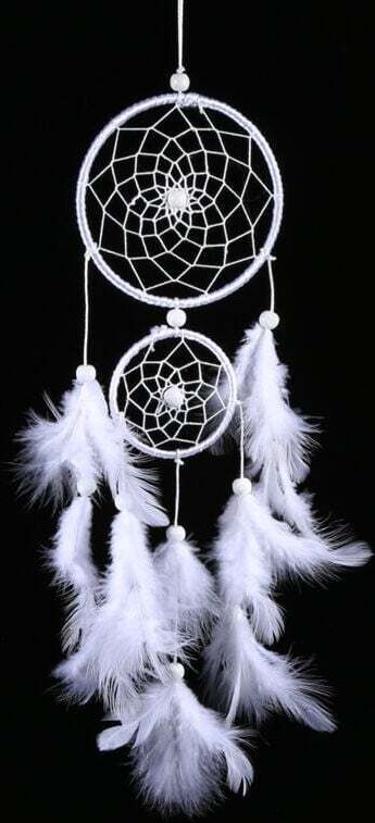 Thumbnail - Vtizikl Attrape-rêves Blanc, Attrape-rêves en Plumes Blanches Style Indien Perles en Bois carillons éoliens Pendentif Ma...