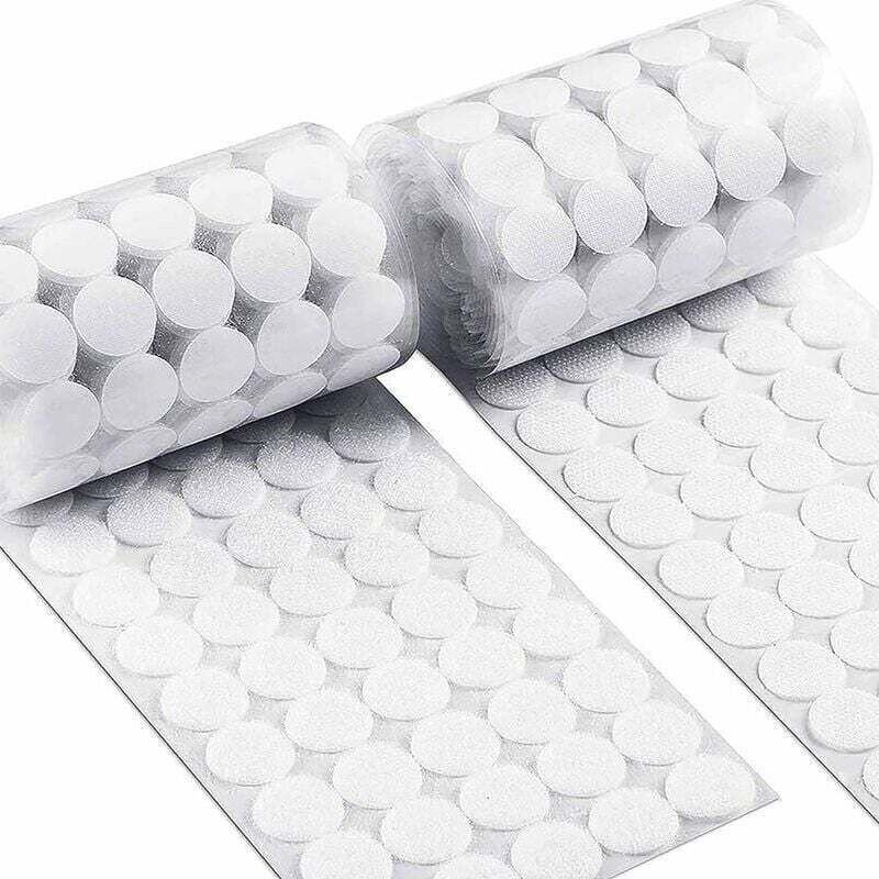 Pastilles Adhésives Rondes 500 Paires Crochets et Boucles Auto-Adhésives Blanc 15mm