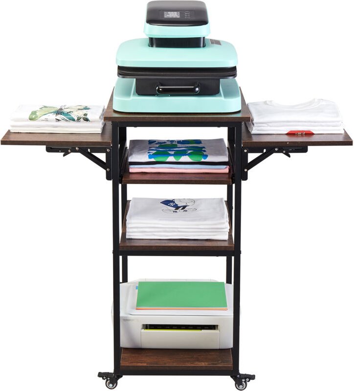 Mophorn-Hitzepresstisch mit Ladestation – 4-stufiger beweglicher Ständer mit Rollen, zusammenklappbar zur Platzersparnis...