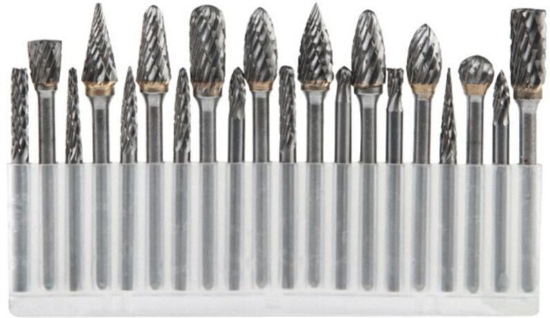 Set aus 20 rotierenden Wolframkarbid-Schleifspitzen zum Bohren und Polieren von Metallen - 3 x 3 + 3 x 6 Wolframstahl-Sc...